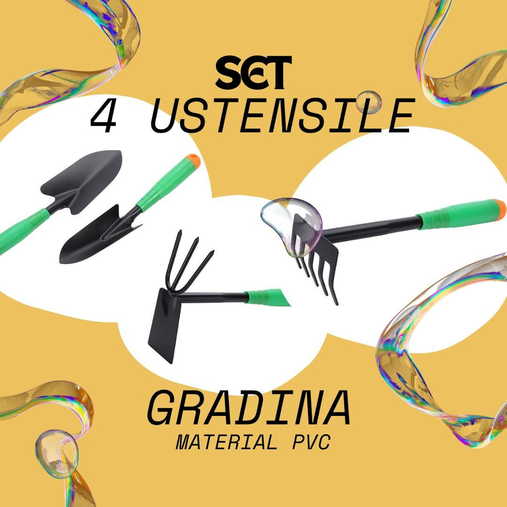 Set 4 unelte de grădinărit, pentru plantare prelucrare sol si îngrijire plante