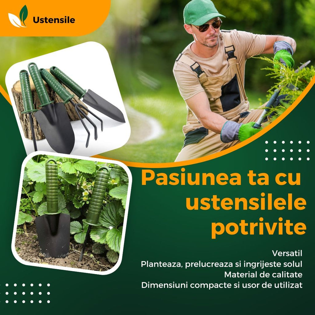 Set 4 unelte grădină , pentru plantare prelucrare sol si îngrijire plante