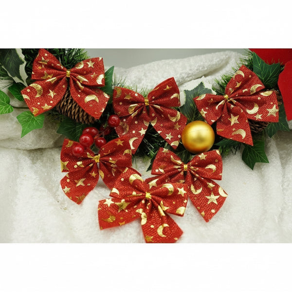 Set 6 Fundițe pentru brad roșii, 8x8cm