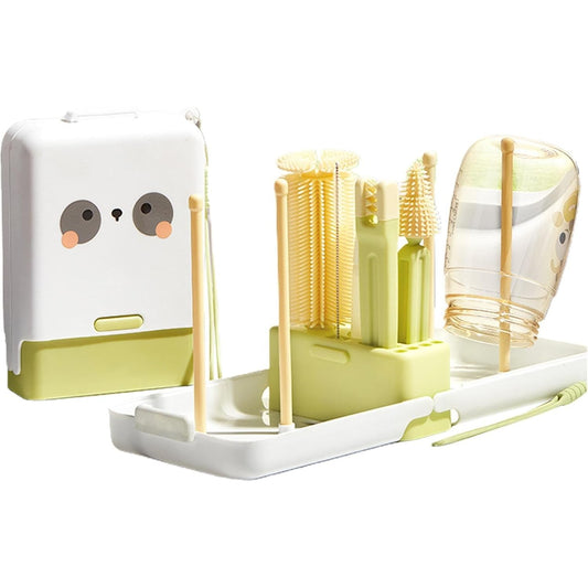Set 7 Piese de Spălat/Uscat Biberoane, Model Animat, Portabil, Peri din Silicon, pentru Tetine, Suzete, Biberoane și Paie, Cutie Inclusă