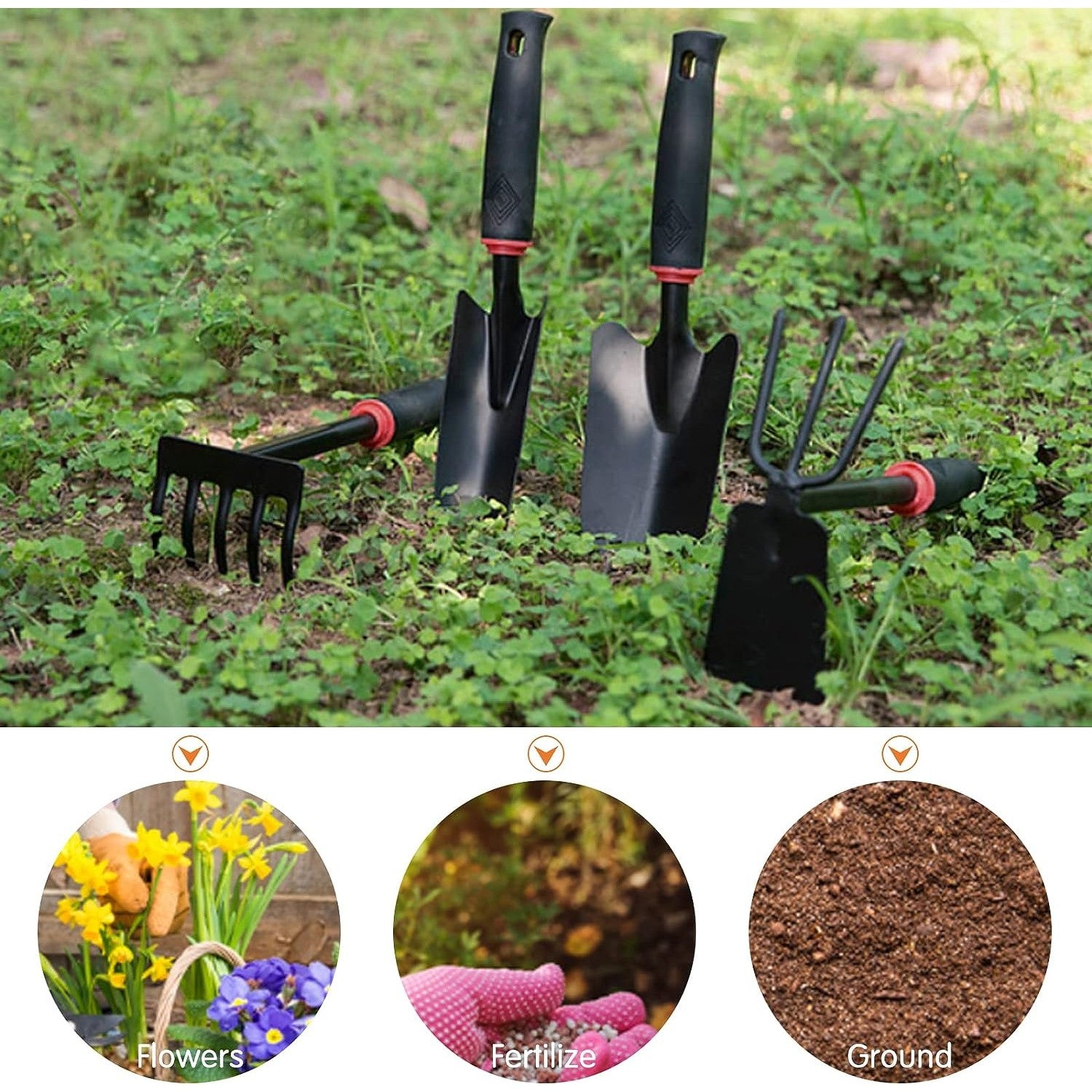 Set de 7 unelte de grădină , pentru plantare prelucrare sol si îngrijire plante