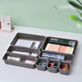 Set 8 cutii depozitare, pentru sertar, cosmetice, ustensile bucatarie, textile, plastic, gri, 23.5 x 16 cm