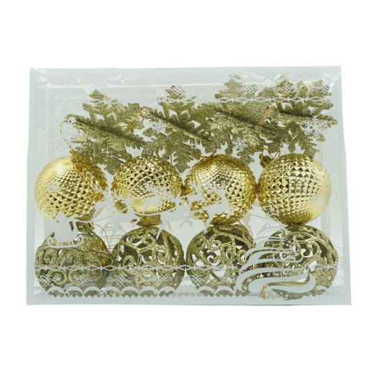 Set 12 ornamente de brad tip glob, culoare - auriu