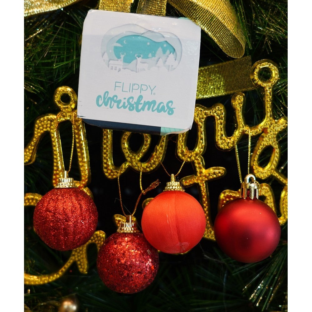 Set 35 ornamente pentru brad, tip glob, culoare roșu
