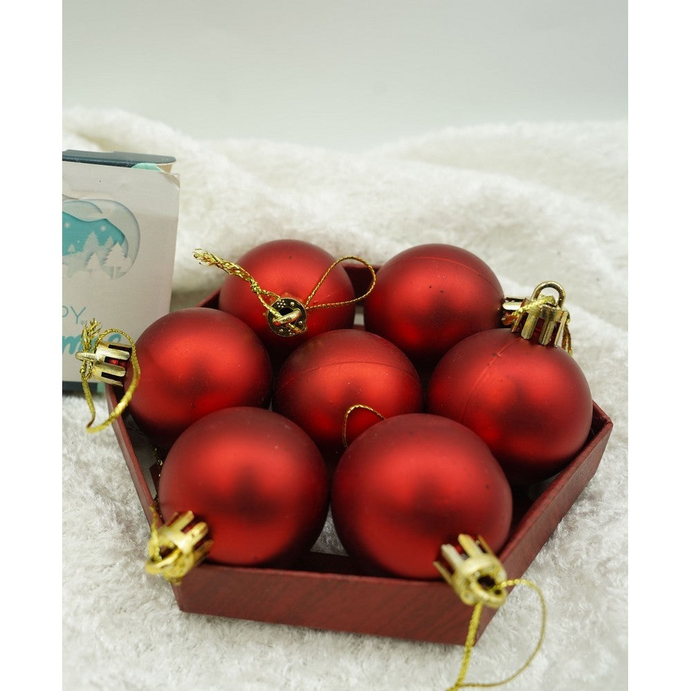 Set 35 ornamente pentru brad, tip glob, culoare roșu