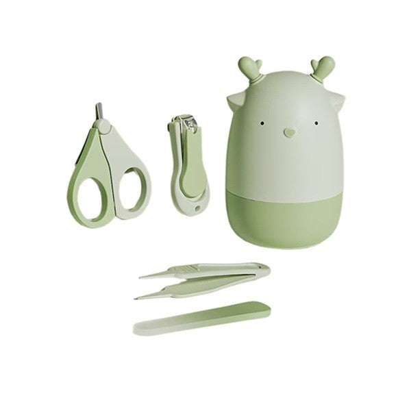 Set 4 în 1 de Îngrijire Unghii pentru Bebeluși, cu Cutie de Depozitare Tip Cerb, 0-6 Ani, 11 x 6 x 11 cm