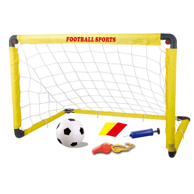 Set Poarta de Fotbal pentru copii 60x90 cm, Minge , Cartonase , Pompa, Fluier - Galben
