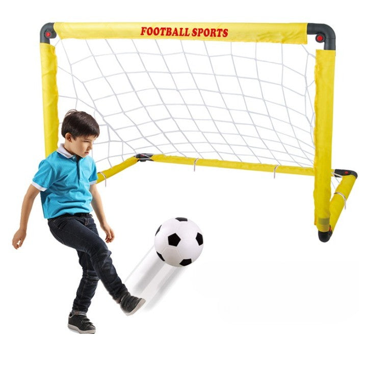 Set Poarta de Fotbal pentru copii 80x120 cm, Minge , Cartonase , Pompa, Fluier - Galben