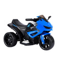 MOTOCICLETĂ ELECTRICĂ CU 3 ROTI, ACUMULATOR ÎNCARCARE, ANTI-RASTURNARE, LUMINI, SUNETE, OFF-ROAD, BATERIE 6V 4.5AH, 66X34X43CM, ALBASTRU