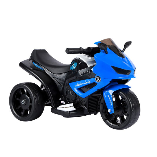 MOTOCICLETĂ ELECTRICĂ CU 3 ROTI, ACUMULATOR ÎNCARCARE, ANTI-RASTURNARE, LUMINI, SUNETE, OFF-ROAD, BATERIE 6V 4.5AH, 66X34X43CM, ALBASTRU
