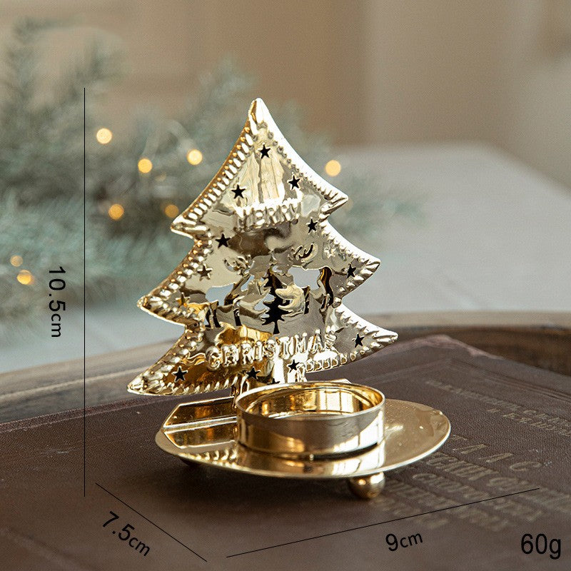 Suport Decorativ pentru Lumanare de Craciun, Model Brad Auriu din Art Metal