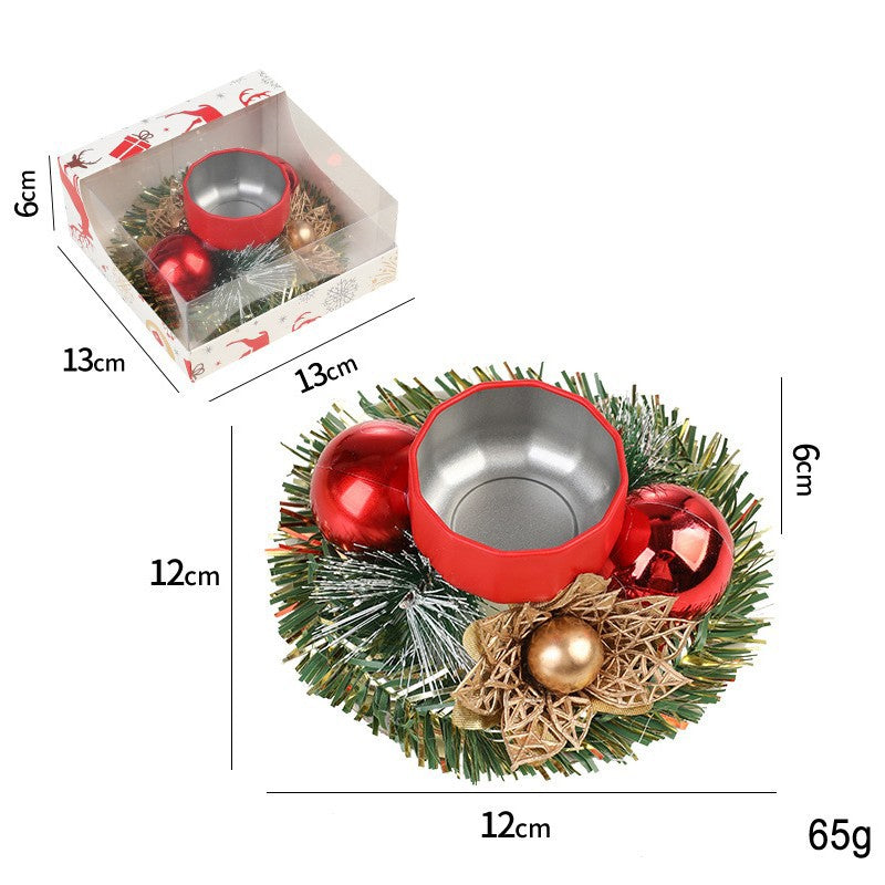 Suport pentru Lumanare de Craciun, Model Cupa cu 2 Globutele Rosii