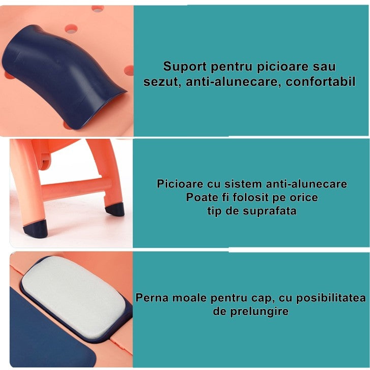 Suport pliabil pentru spălarea parului la copii - Roz pal