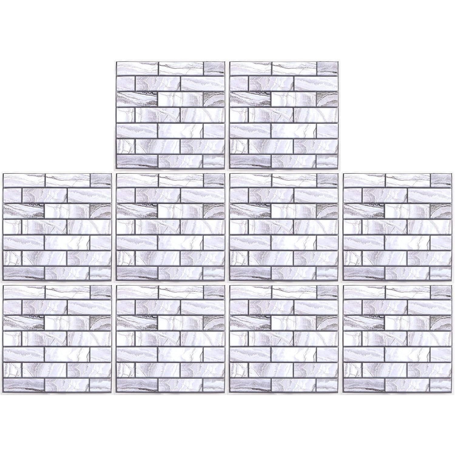 Set 10 Placi tapet autocolant 3D cu imitație de marmura , 30x30 cm