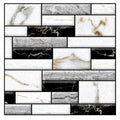 Set 10 Placi tapet autocolant 3D cu imitație de marmura - Negru 30x30 cm