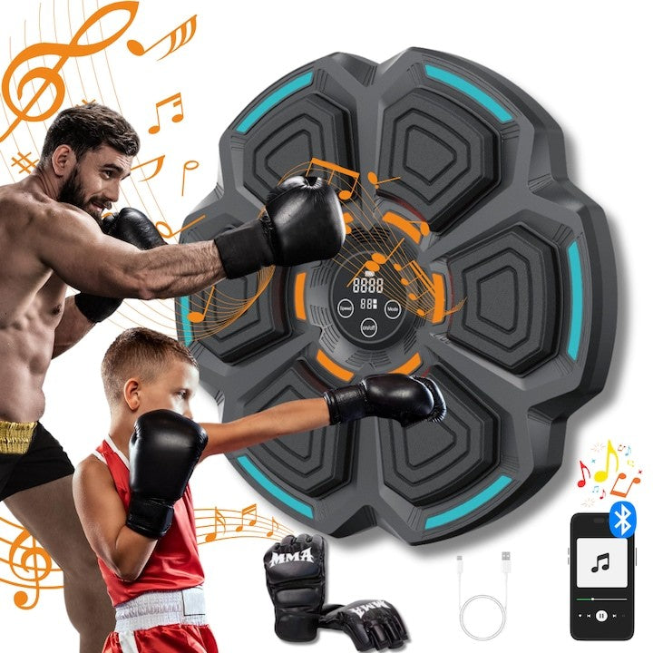 Jucarie de Boxat cu Muzica si Lumini si Manusi incluse 41.5 X 6.5 X 42 CM, Conexiune Bluetooth-Negru