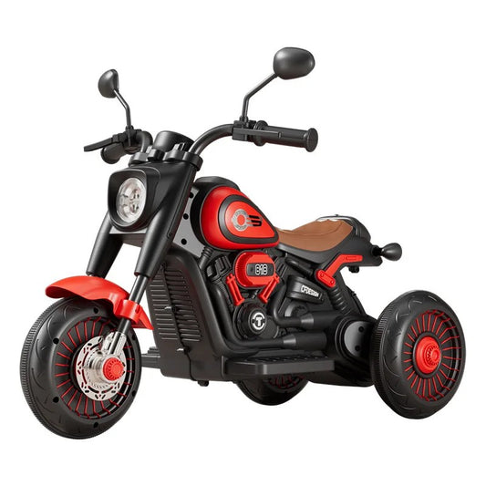 Motocicleta electrica pentru copii 2 Motoare , Baterie 6V, Anti-Rasturnare, BT, Telecomanda Parentala, Lumini si Muzica -Rosu-Negru