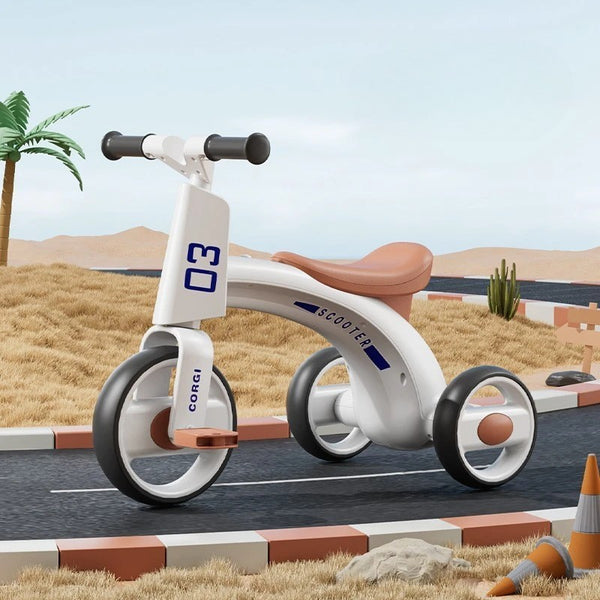 Tricicleta pentru Copii, Exercitiu de Echilibru, pentru 1-6 Ani, Functie de Lumini si Sunete, cu Pedale, din Plastic, Roti Gonflabile, Greutate Portanta 60 kg, 57 x 36 x 47 cm