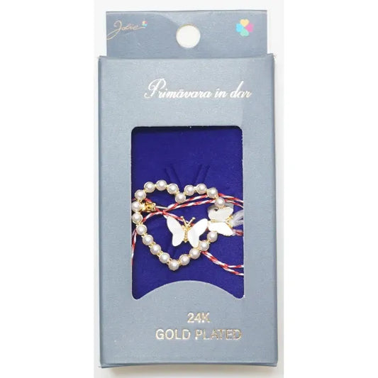 Martisor Inima Brosa Placata cu Aur 24K