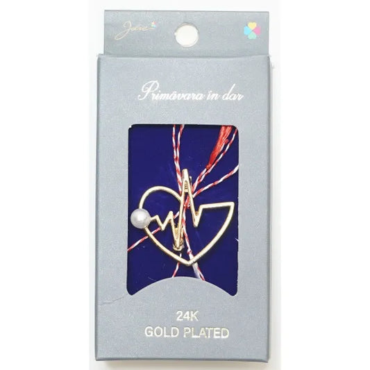 Martisor Inima Brosa Placata cu Aur 24K