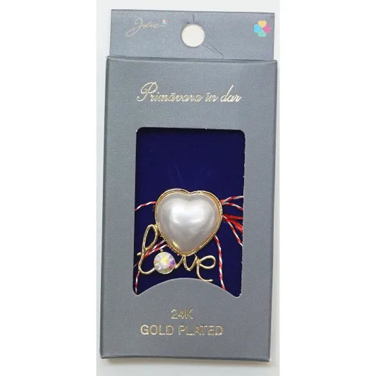 Martisor Inima Brosa Placata cu Aur 24K