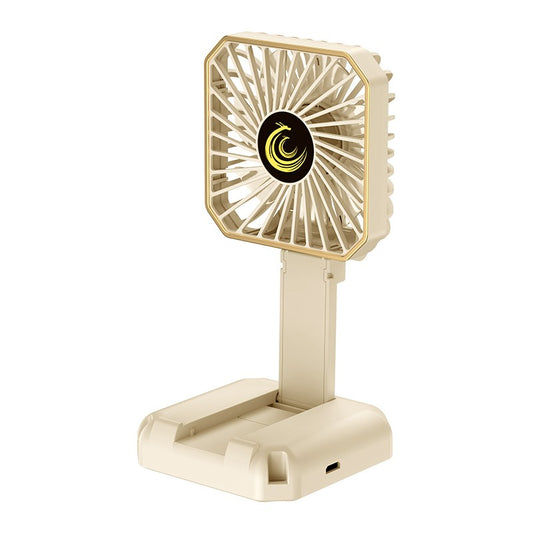 Ventilator Portabil Maison Elise 3-în-1 – De Gât, De Birou, Suport Telefon, USB, 3 Viteze, Bej