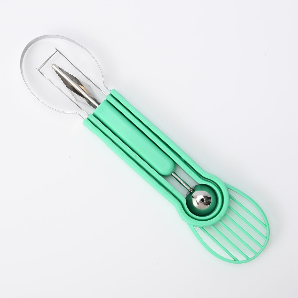 Ustensila bucătărie 4in1 pentru tăiat si decorat fructe din inox-Verde