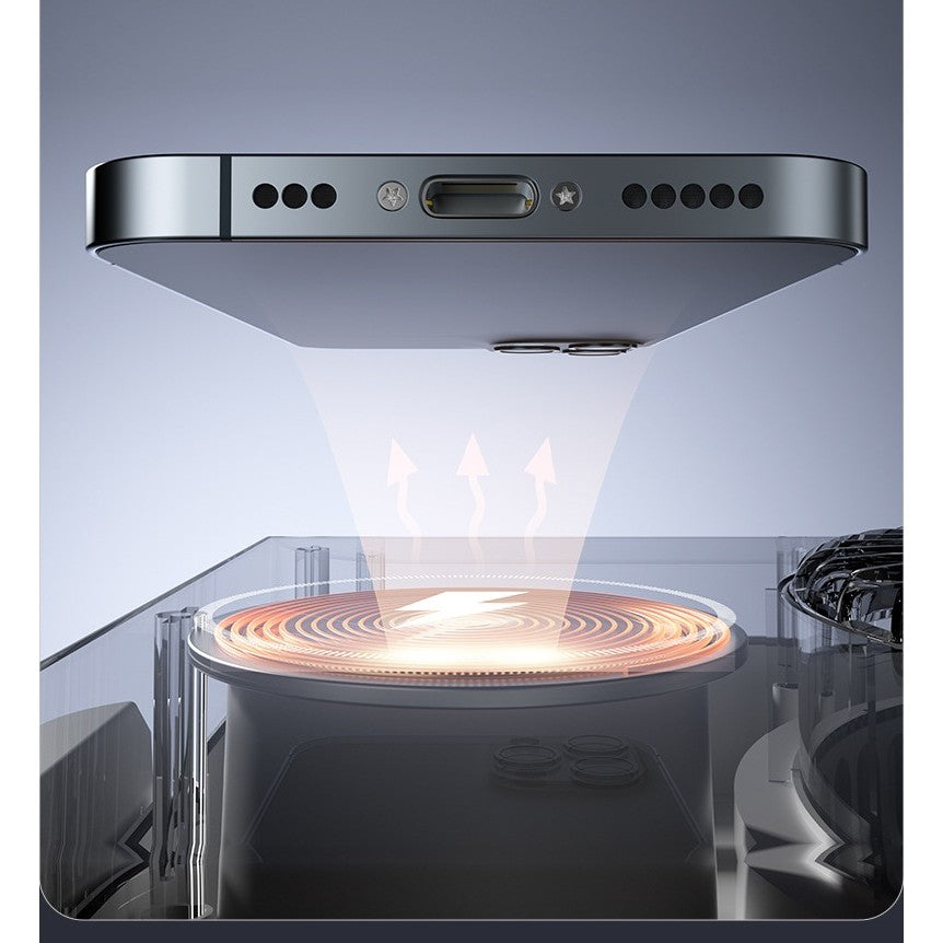 Ventilator Smart 2 în 1 MaisonElise – 100 Trepte de Viteză, Încărcare Wireless Telefon, Afișaj Digital, 2400 mAh, Ultra Silențios, USB-C, Bej, 25 x 16.5 x 24 cm