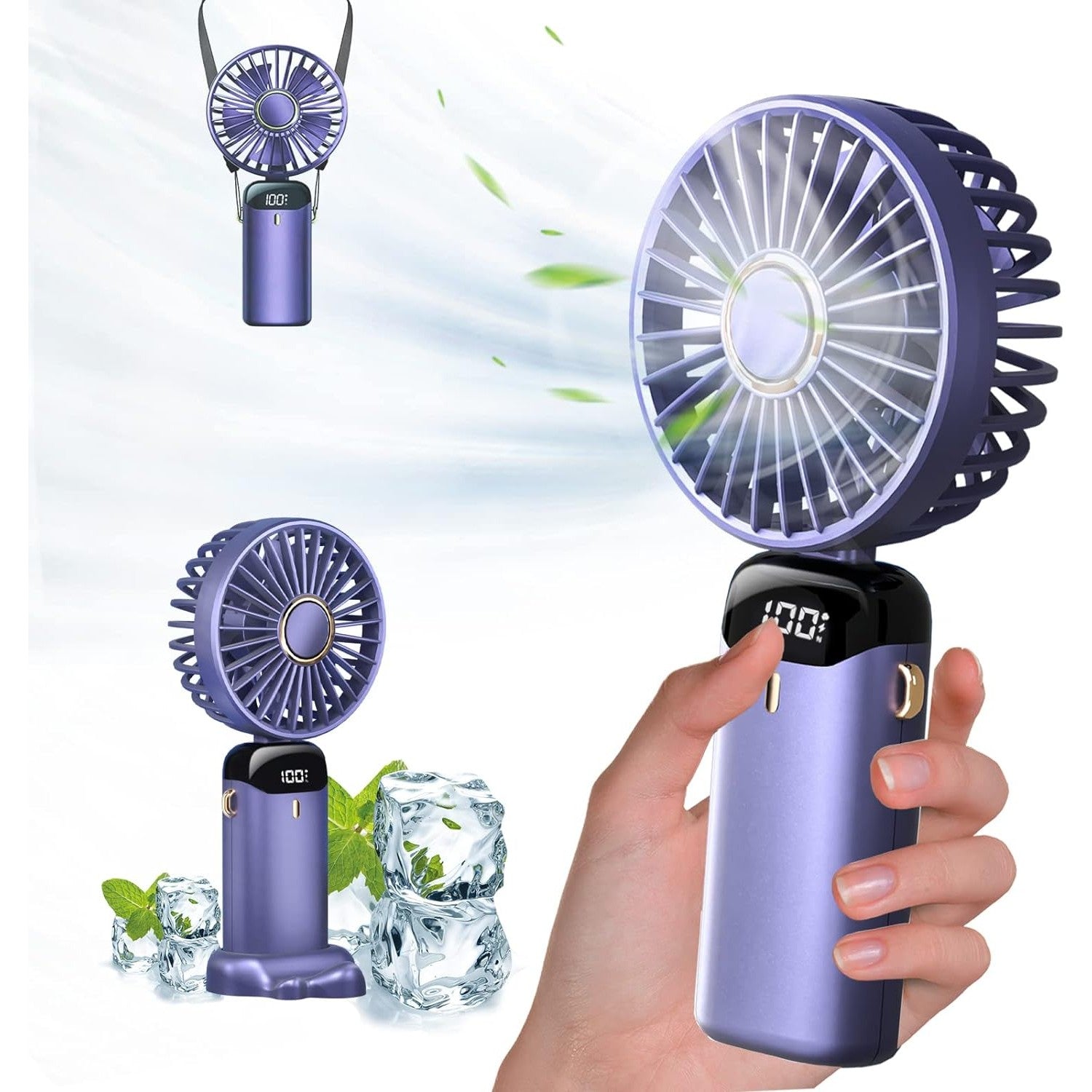 Ventilator Ultra Portabil cu Aromaterapie Flippy – Mov, 3 în 1, Magicul răcoririi oriunde mergi!