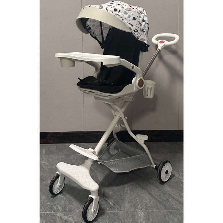 Cărucior sport 3in1, 6-36 luni , reversibil, pliabil, tăviță pentru masa, roti 360 si parasolar - Model Cosmos - Bej