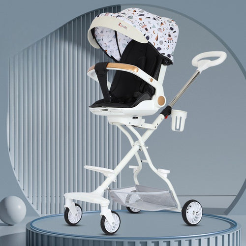 Cărucior sport 3in1, 6-36 luni , reversibil, pliabil, tăviță pentru masa, roti 360 si parasolar - Model Cosmos - Bej